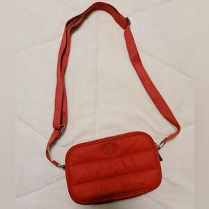 lululemon athletica Coral-Red Quilted Crossbody Bag with Adjustable Strap